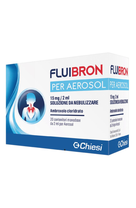 Fluibron 15mg/2ml Ambroxolo Cloridrato Soluzioneda Nebulizzare Mucolitico, 20 Contenitori Monodose x 2ml