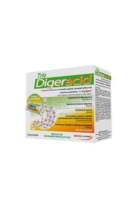 Pool Pharma Trio Digeracid Integratore Funzione Digestiva 12 Bustine Pool Pharma Trio Digeracid Integratore Funzione Digestiva 12 Bustine
