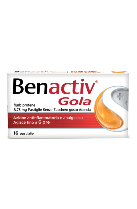 Benactiv Gola Pastiglie Senza Zucchero Gusto Arancia Flurbiprofene 16 Pastiglie