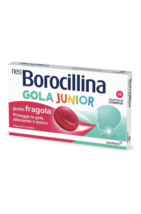 NeoBorocillina Gola Junior Gusto Fragola, 15 Pastiglie Gommose