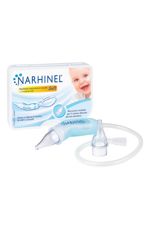 Narhinel Aspiratore Nasale Neonati e Bambini Soft con 2 Ricambi Soft con Filtro