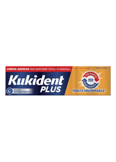 Kukident Plus Doppia Azione Crema Adesiva per Dentiere Totali e Parziali, 40g