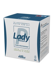 Lady Presteril Assorbenti Esterni Notte con Ali in Puro Cotone, 10 Pezzi

