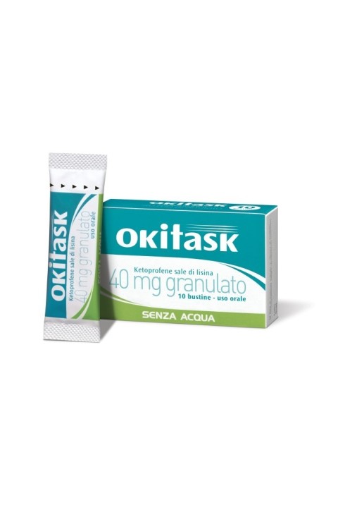 Dompé Okitask Granulato 40mg Ketoprofene Sale di Lisina Antinfiammatorio Senz'Acqua, 10 Bustine
