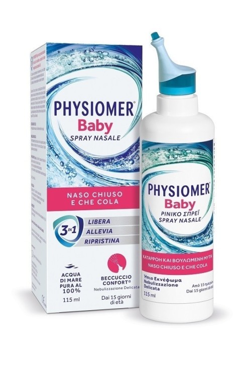 Physiomer Baby spray nasale - Acqua di mare isotonica per l'igiene nasale dei bambini, 115 ml
