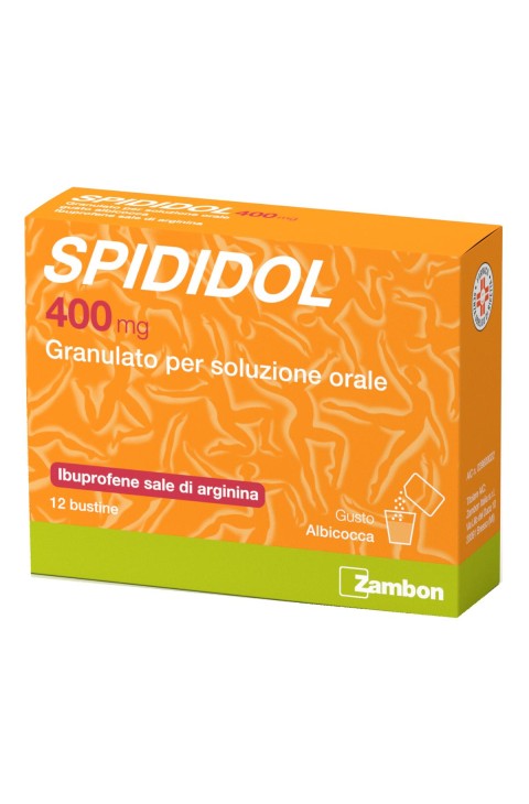Spididol 400mg Ibuprofene Sale di Arginina Bustine Febbre e Dolore Gusto Albicocca, 12 Bustine