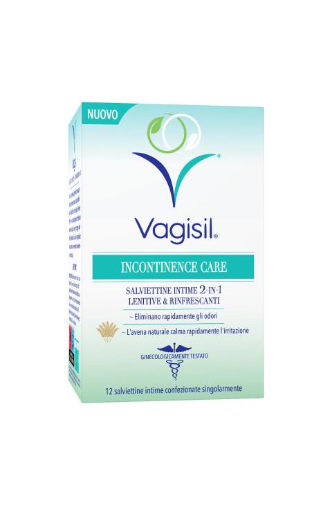 Vagisil Incontinence Care - Salviettine Intime 2 in 1, 12 salviette

