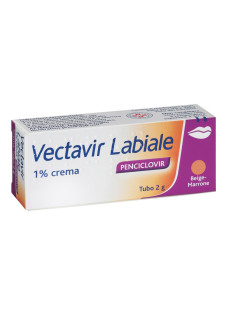 Vectavir Labiale 1% Crema Penciclovir Trattamento Herpes Labiale Color Beige-Marrone, 2g