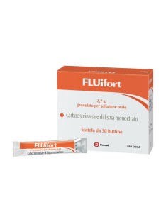 Dompé Fluifort 2,7g Carbocisteina Granulato per Soluzione Orale Tosse e Raffreddore, 30 Bustine