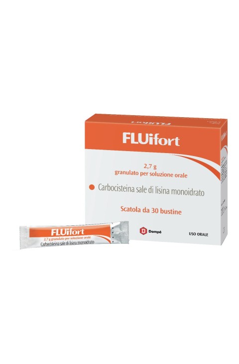 Dompé Fluifort 2,7g Carbocisteina Granulato per Soluzione Orale Tosse e Raffreddore, 30 Bustine