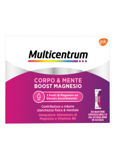 Multicentrum Boost Magnesio Integratore Vitamina B6 Supporto Organismo, 30 Bst