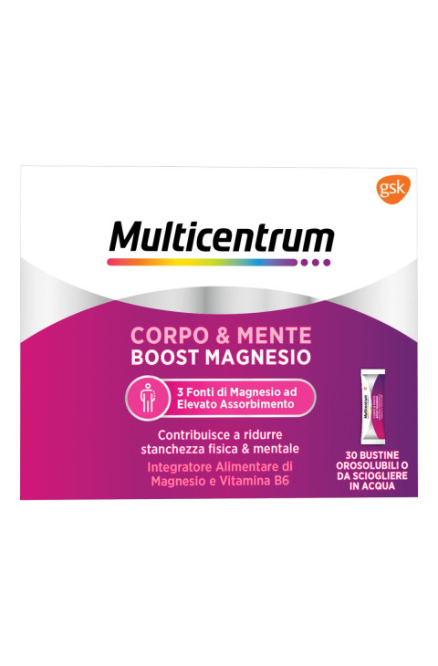 Multicentrum Boost Magnesio Integratore Vitamina B6 Supporto Organismo, 30 Bst