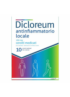 Dicloreum Antinfiammatorio Locale 180g Diclofenac Cerotti Medicati Mal di Schiena, 10 Cerotti