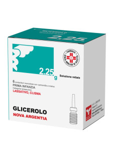 Glicerolo Nova Argentia Prima Infanzia 2,25g Soluzione Rettale con Camomilla e Malva Lassativo, 6 Contenitori Monodose