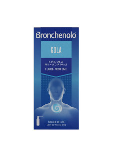 Bronchenolo Gola Spray per Mucosa Orale 0,25% Flurbiprofene Trattamento di Stati Infiammatori del Cavo Orofaringeo, 15m