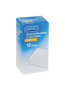 Alvita Garza Idrofila Sterile In Puro Cotone 36 x 40 cm 12 Pezzi