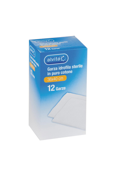 Alvita Garza Idrofila Sterile In Puro Cotone 36 x 40 cm 12 Pezzi