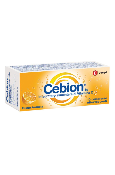 Dompé Cebion - Integratore Vitamina C Gusto Arancia, 10 compresse effervescenti