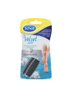 Scholl Velvet Soft Ricarica Extra Esfoliante Con Cristalli Di Diamante, 2 pezzi