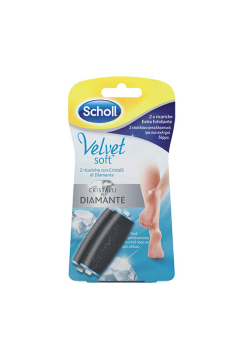 Scholl Velvet Soft Ricarica Extra Esfoliante Con Cristalli Di Diamante, 2 pezzi