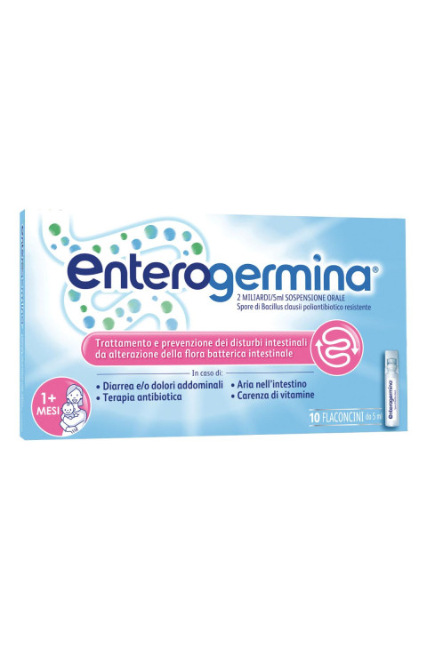 Enterogermina 2 Miliardi/5ml Sospensione Orale Ripristino Flora Microbica Intestinale, 10 Flaconcini