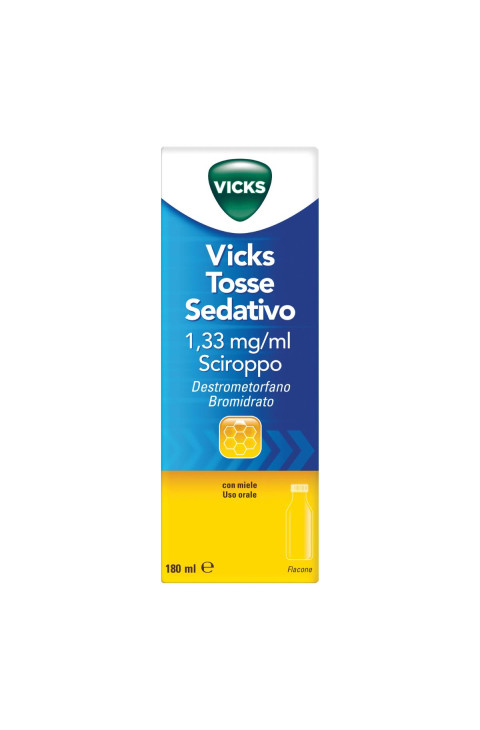 Vicks Tosse Sedativo Sciroppo Aroma Miele Tosse Secca 1,33mg/ml Destrometorfano Bromidrato, 180ml