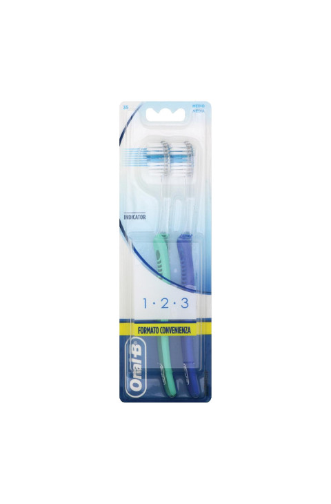 Oral B 1-2-3 - Indicator Spazzolino 35 Medio, 2 Spazzolini
