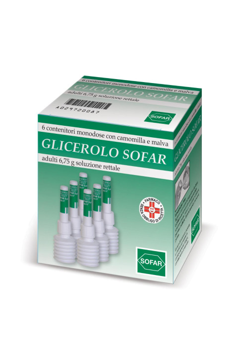 Glicerolo Adulti 6,75g Soluzione Rettale con Camomilla e Malva Trattamento Stitichezza Occasionale, 6 Contenitori Monodose