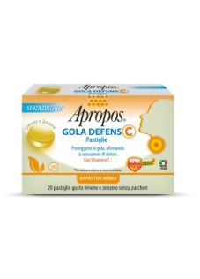 Apropos Gola Defens -C Gusto Limone Zenzero Integratore Alimentare, 20 Pastiglie