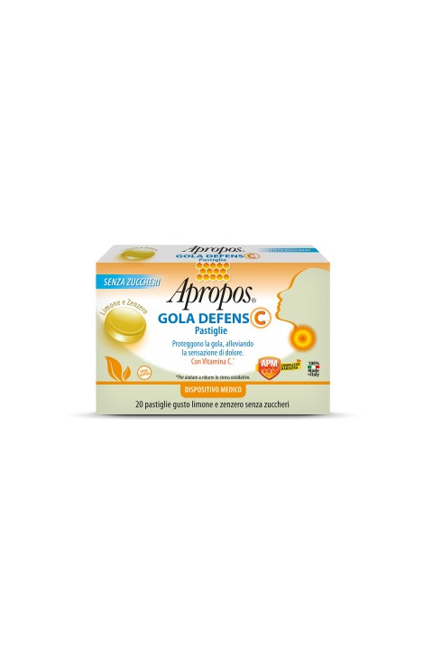 Apropos Gola Defens -C Gusto Limone Zenzero Integratore Alimentare, 20 Pastiglie