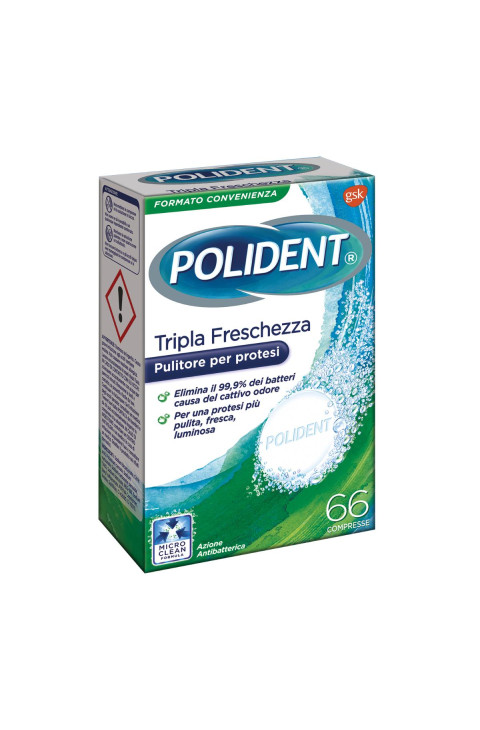 Polident Intensa Freschezza Pulitore Protesi Dentale 4 in 1, 66 Compresse