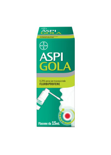 Aspi Gola Spray Antinfiammatorio per Gola Infiammata Faringite e Mal di gola con Flurbiprofene, 15ml