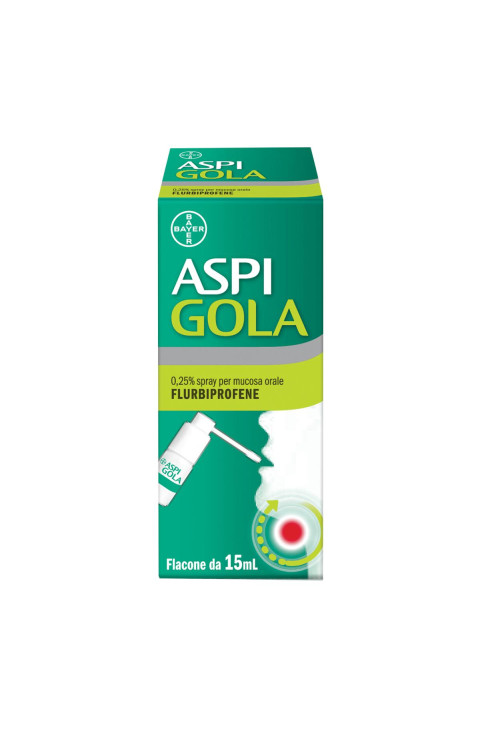 Aspi Gola Spray Antinfiammatorio per Gola Infiammata Faringite e Mal di gola con Flurbiprofene, 15ml