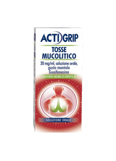 Actigrip Tosse Mucol Tosse Mucolitico 20mg/ml Guaifenesina Soluzione Orale Gusto Mentolo, 150ml
