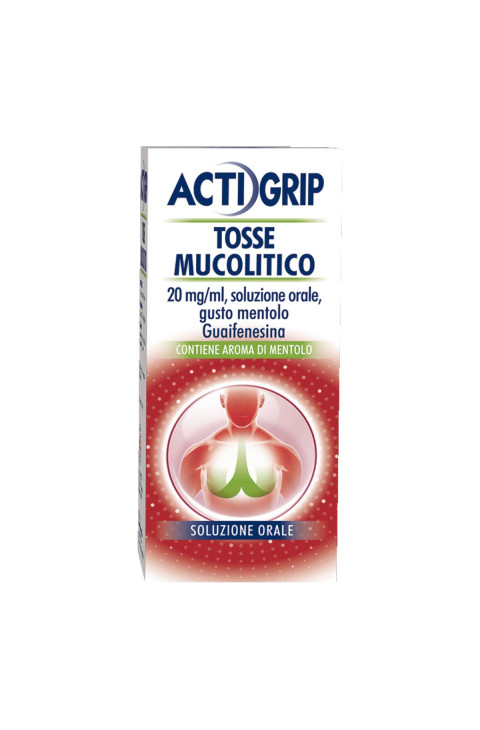 Actigrip Tosse Mucol Tosse Mucolitico 20mg/ml Guaifenesina Soluzione Orale Gusto Mentolo, 150ml
