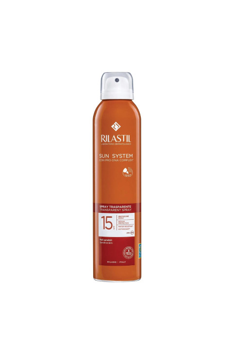 Rilastil Sun System - Transparent Spray SPF15 Protezione Solare Corpo, 200ml