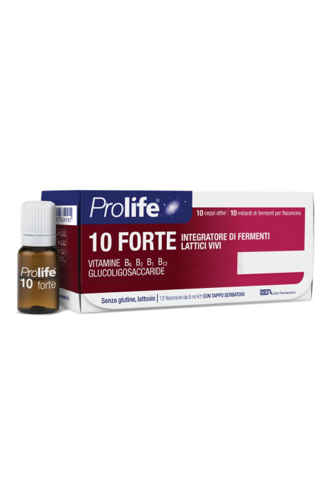 Prolife 10 Forte Integratore di Fermenti Lattici e Vitamine, 12 Flaconcini x 8ml