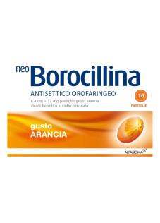 Neoborocillina Antisettico Orofaringeo Disinfettante Gola Gusto Arancia, 16 Compresse