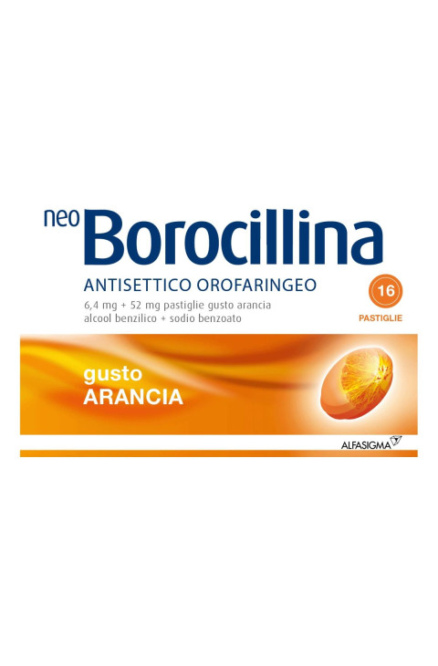 Neoborocillina Antisettico Orofaringeo Disinfettante Gola Gusto Arancia, 16 Compresse