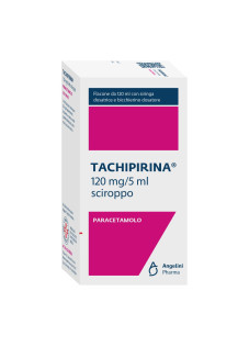 Tachipirina 120mg/5ml Paracetamolo Antipiretico e Analgesico Sciroppo Flacone con Siringa Dosatrice e Bicchierino Dosatore, 120