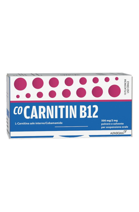 CoCarnitin B12 Medicinale con Carnitina e Vitamina B12 per Convalescenza e Debilitazione, 10 Flaconi