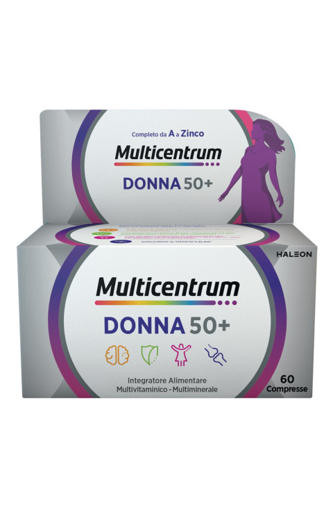 Multicentrum Donna 50+ Integratore Multivitaminico Minerale Calcio Ferro, 60 Cpr