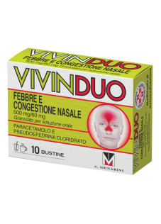 VivinDuo Febbre e Congestione Nasale con Paracetamolo, 10 Bustine