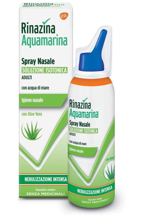 Rinazina Aquamarina Spray Nasale Isotonico Intenso Lavaggio Nasale, 100ml
