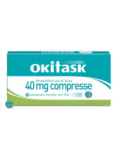 Dompé Okitask 40mg Ketoprofene Sale di Lisina Antinfiammatorio Senz'Acqua, 10 Compresse Rivestite con Film