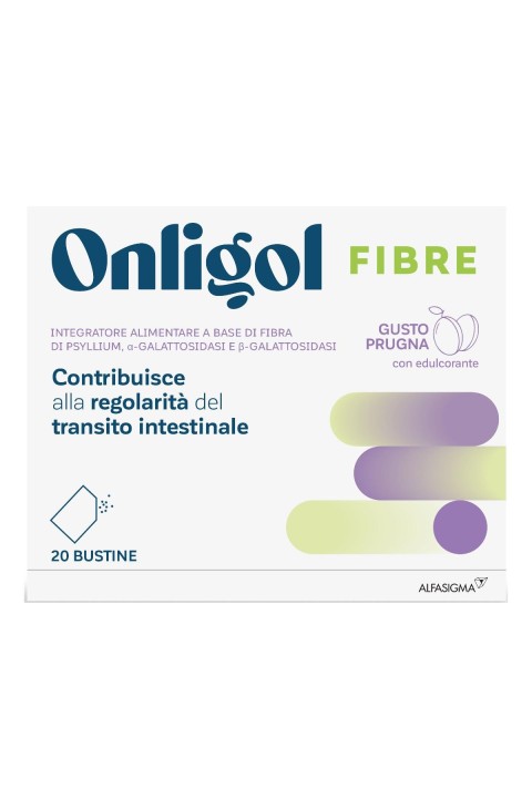 Onligol Fibre Integratore Tansito Intestinale gusto Prugna, 20 Bustine