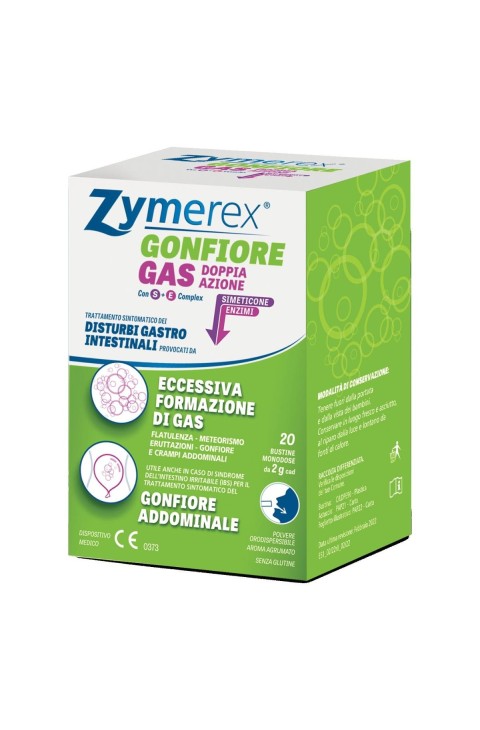 Zymerex Gonfiore - Gas Doppia Azione Trattamento di Disturbi Gastrointestinali, 20 bustine
