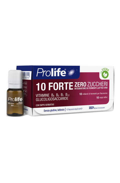 Prolife 10 Forte Zero Zuccheri Integratore Fermenti Lattici, 10 Flaconcini x 8ml