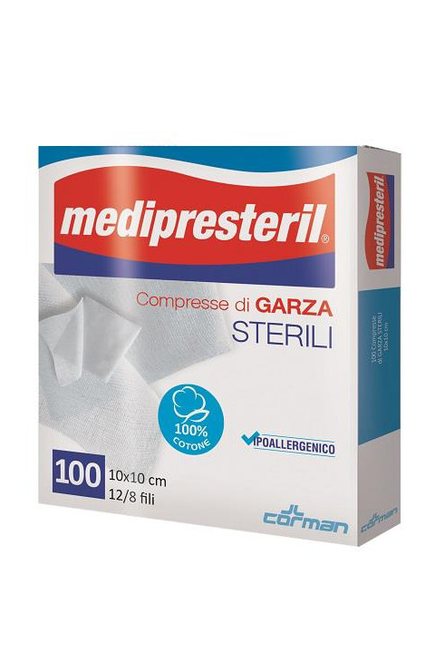 Medipresteril Compresse Di Garza Sterili 12/8, 10x10cm 100 garze Medipresteril Compresse Di Garza Sterili 12/8, 10x10cm 100 garze