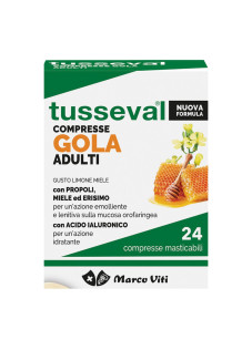 Tusseval Gola Adulti Integratore Alimentare, 24 Compresse Masticabili
